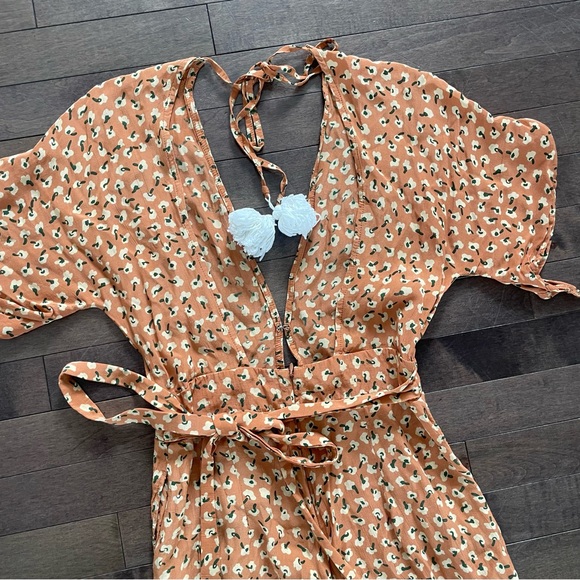 Faithfull the Brand Cedric Orange Floral Jumpsuit - Size XS - Picture 7 of 12